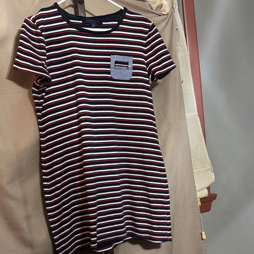 Tommy Hilfiger Navy and Red Striped Dress